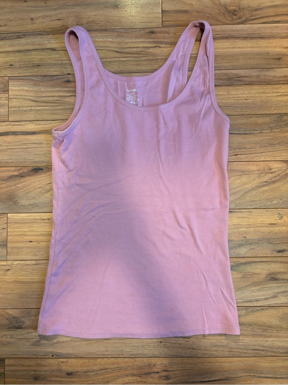 George Dusty Pink Ribbed Tank Top - Scoop Neck